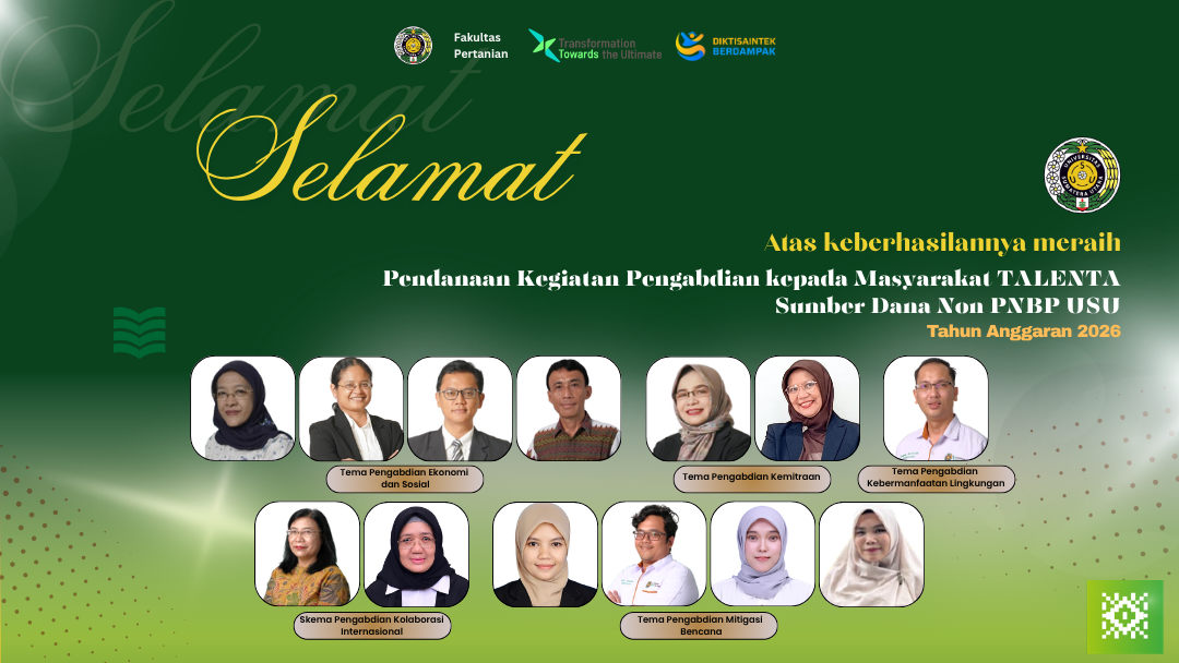 Dosen Fakultas Pertanian USU Raih Pendanaan Pengabdian TALENTA Non PNBP Tahun 2026